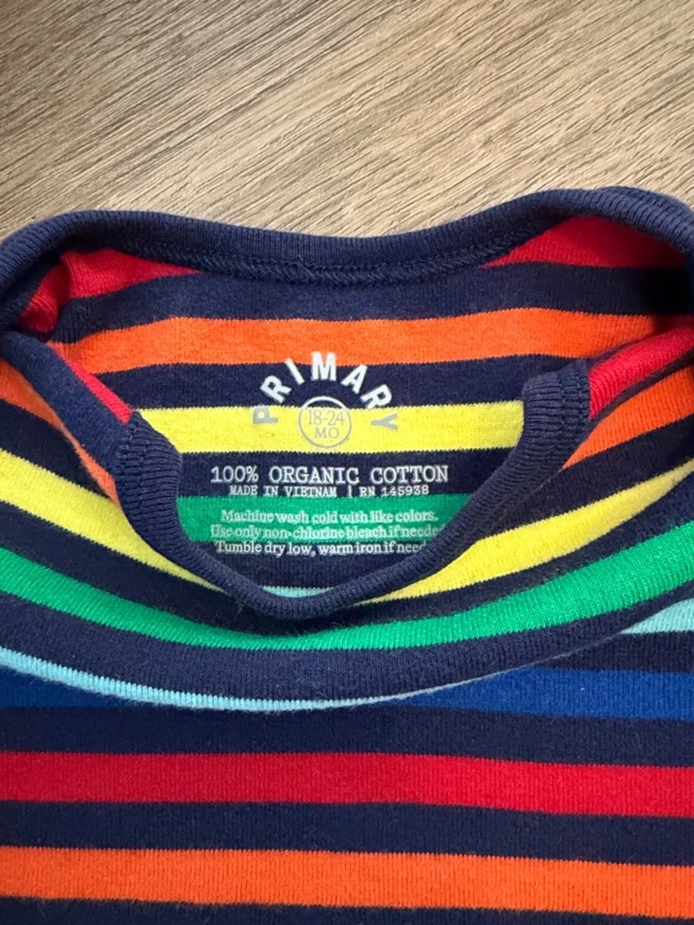 Primary Rainbow Stripe Bodysuits | Size 18-24 months - Picture 3 of 5
